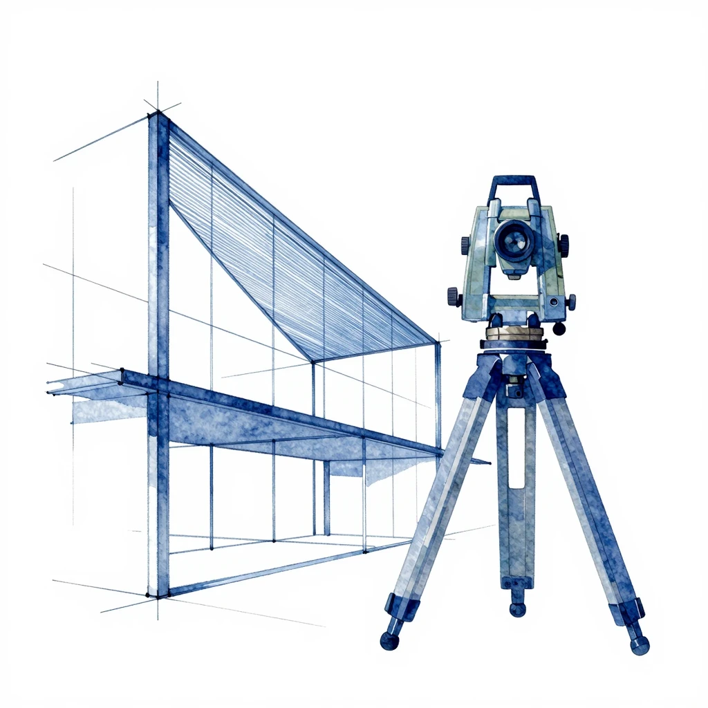 Watercolor style. Abstract architectural blueprint with geom...
