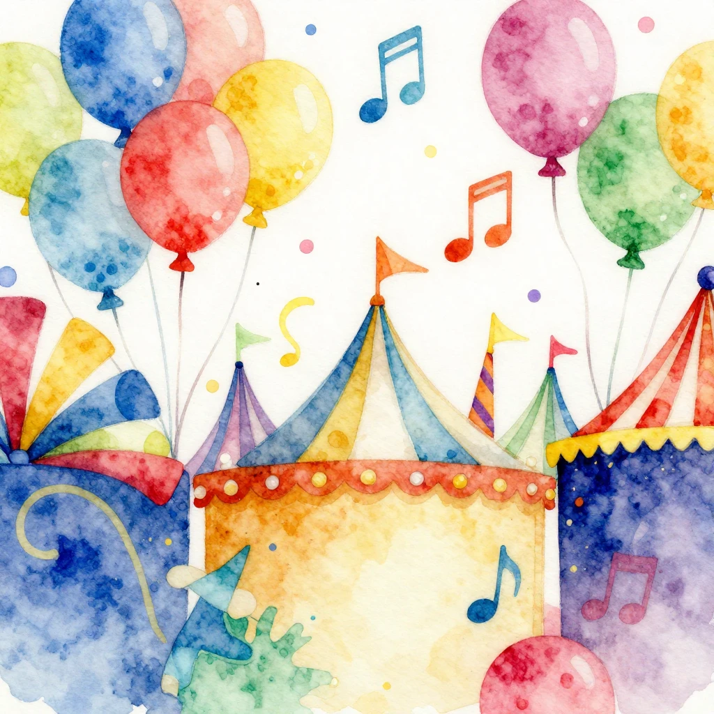 A vibrant watercolor painting depicting a festive carnival s...