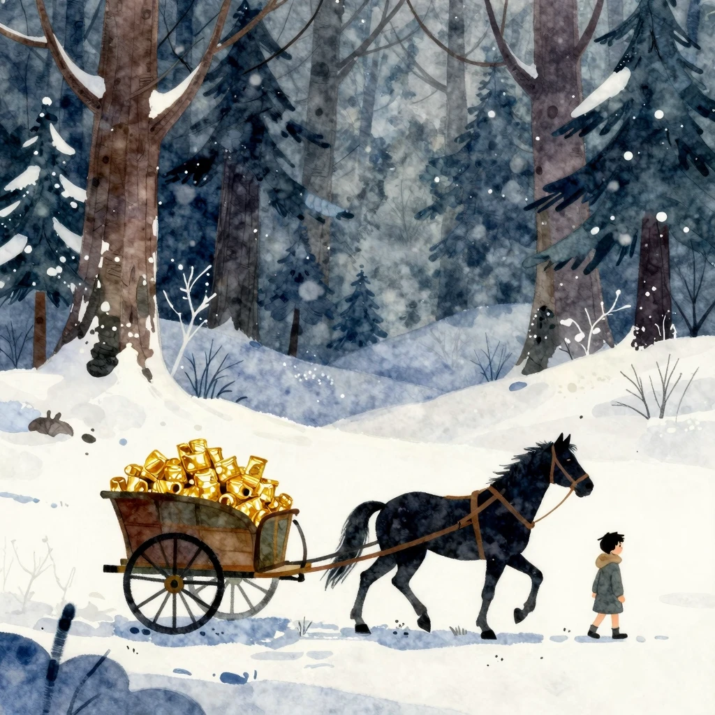 Vibrant watercolor illustration of a lone, small silhouette ...