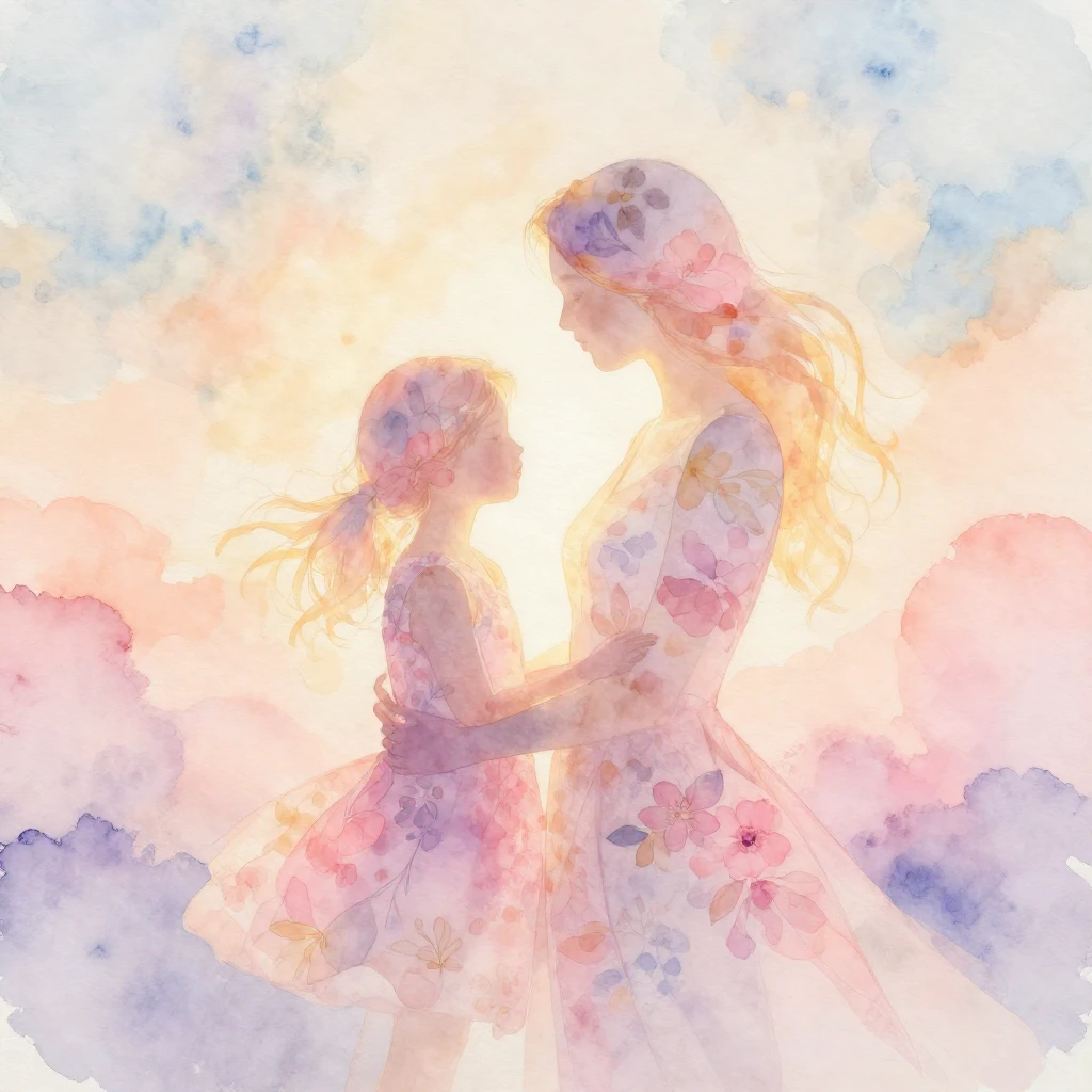 A soft and ethereal watercolor painting representing the pea...