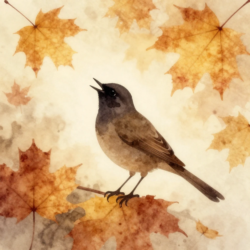 A melancholic watercolor image depicting a delicate nighting...