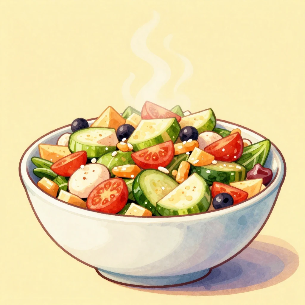 A vibrant, cartoonish watercolor picture of a large, steamin...