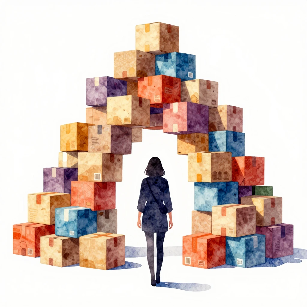 Watercolor style, a stylized silhouette of a woman standing ...