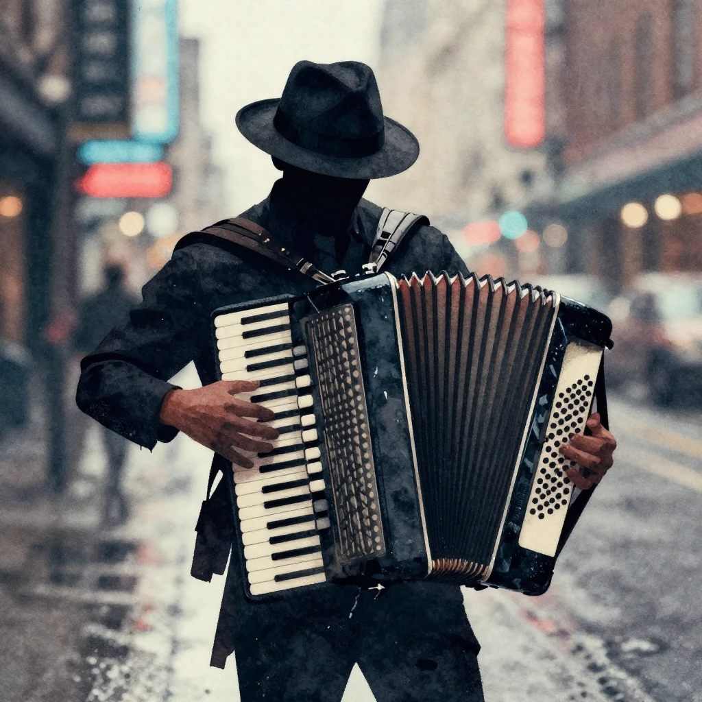 A watercolor illustration of a silhouette of a man in a fedo...