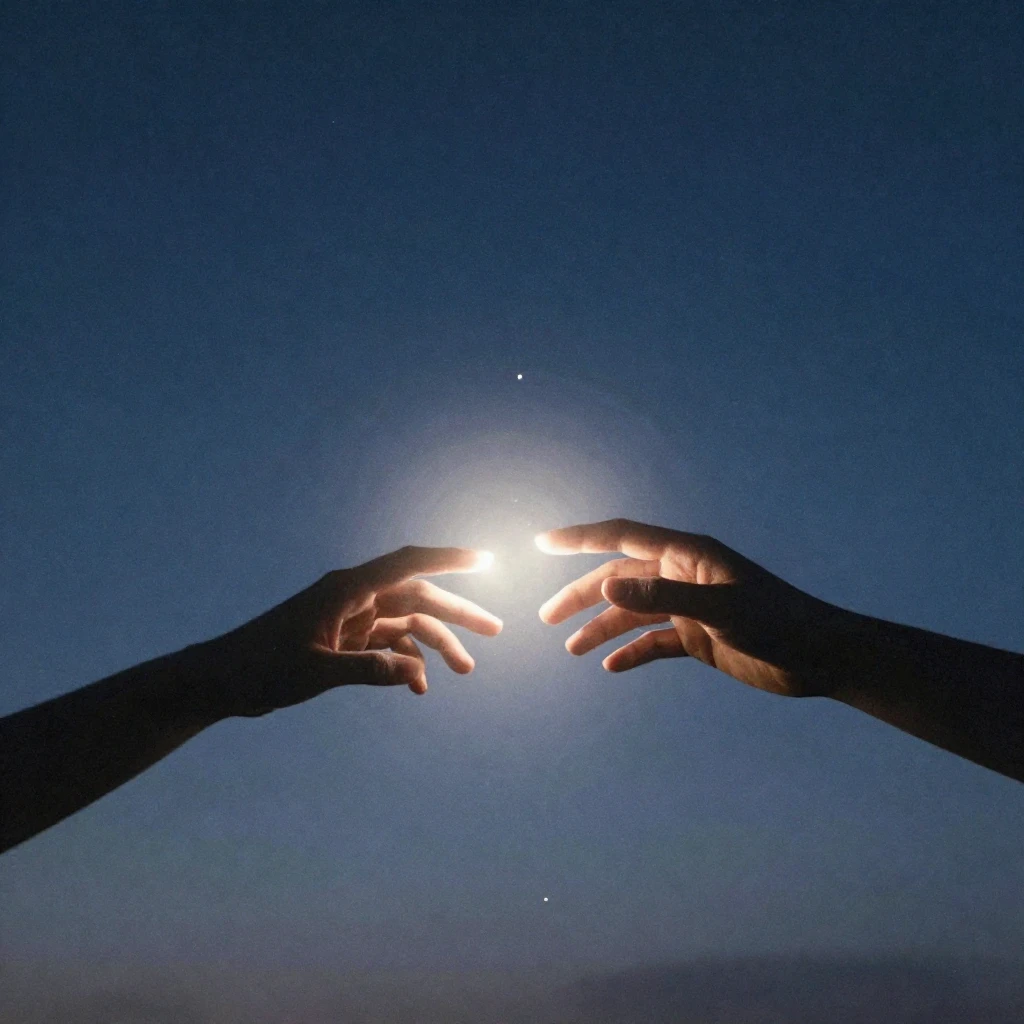 A gentle silhouette of two hands reaching towards each other...