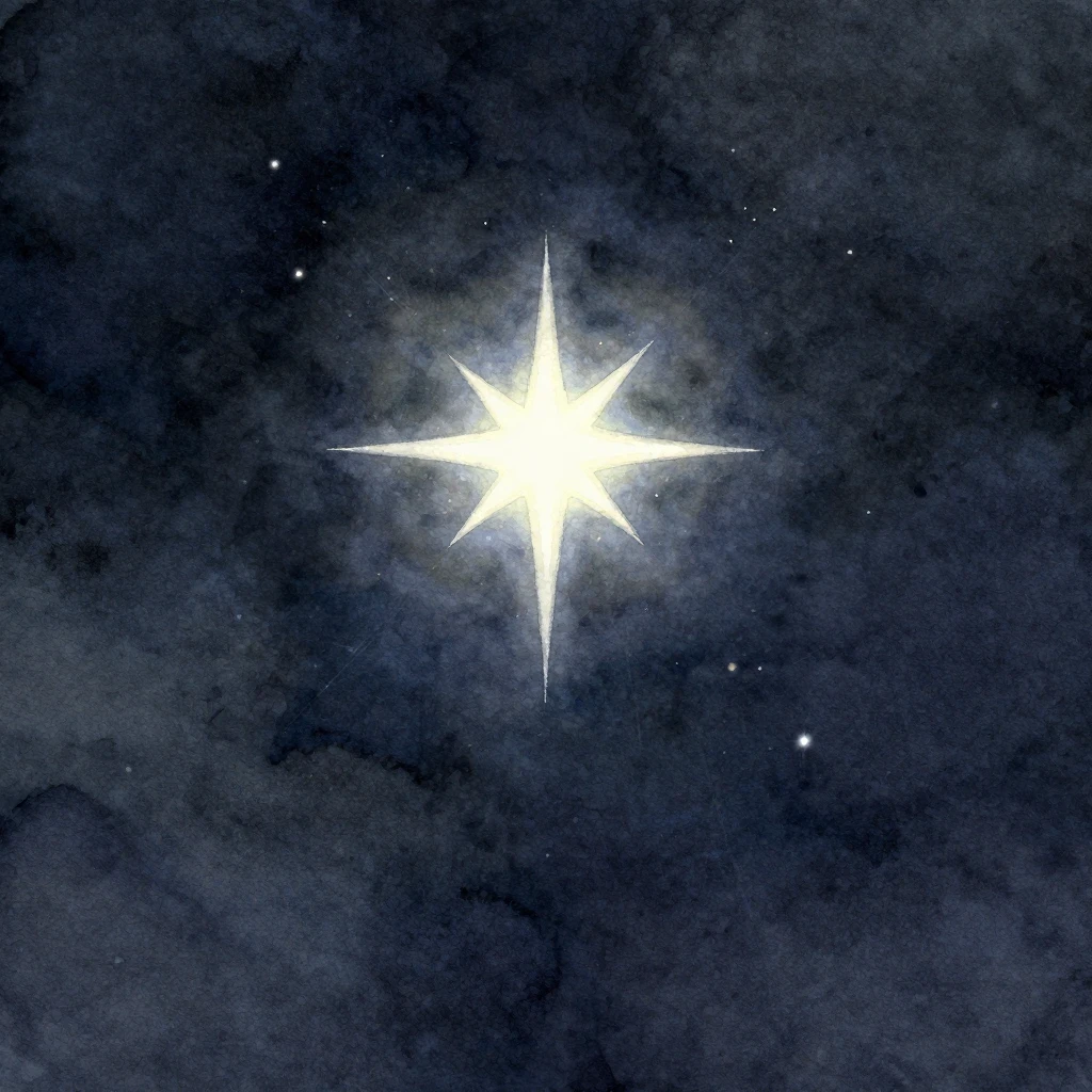 A dramatic watercolor illustration of a dark night sky with ...