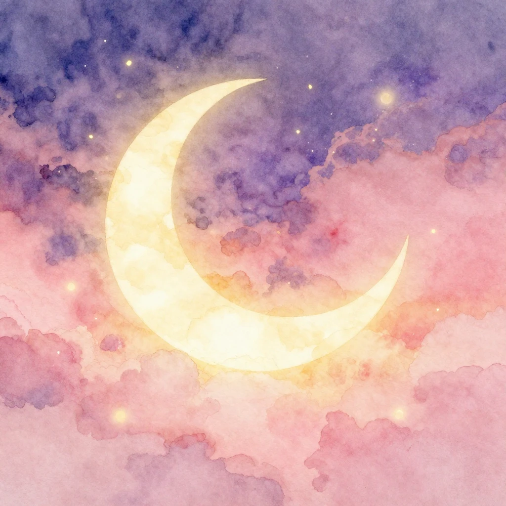 A soft and dreamy watercolor composition depicting a stylize...