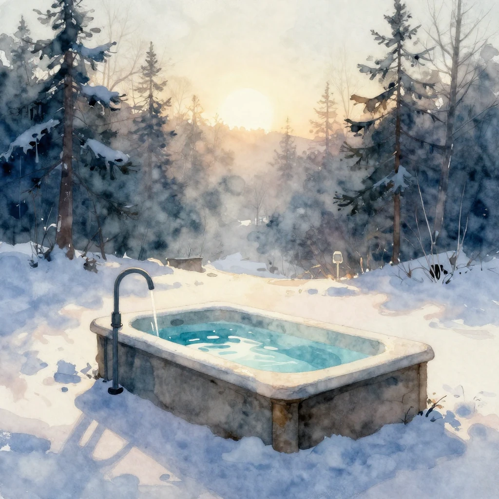 A landscape bathed in the cold, ethereal light of a northern...