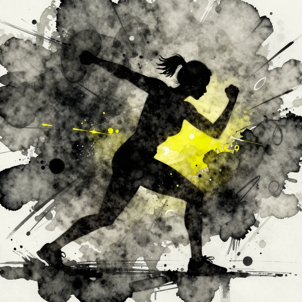 Vibrant watercolor style art featuring a dynamic silhouette ...