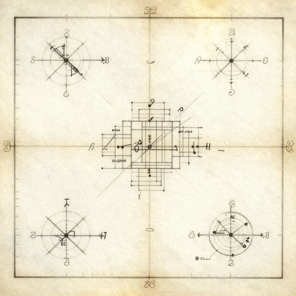 A watercolor painting of a vintage engineering blueprint, wi...