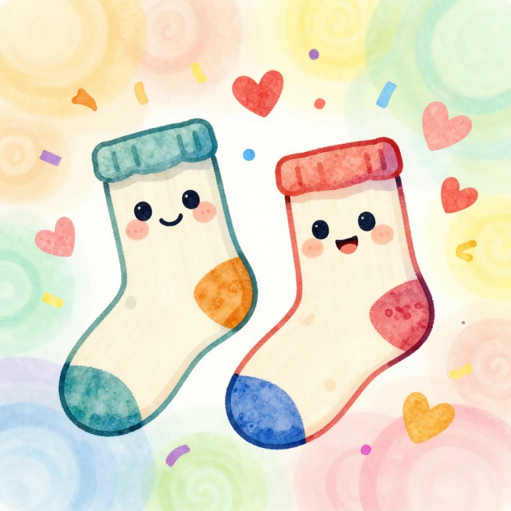 Vibrant watercolor illustration featuring two playful cartoo...