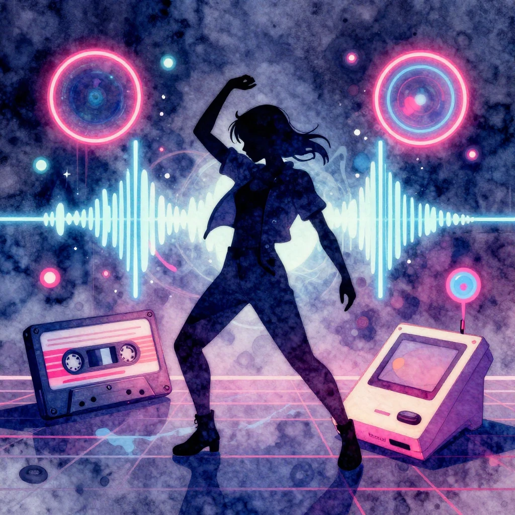 A vibrant watercolor style scene depicting a silhouette of a...