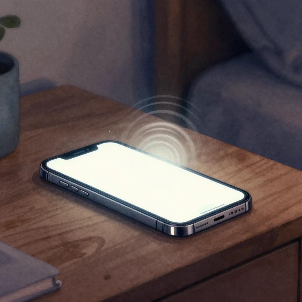 A close-up watercolor painting of a smartphone vibrating int...