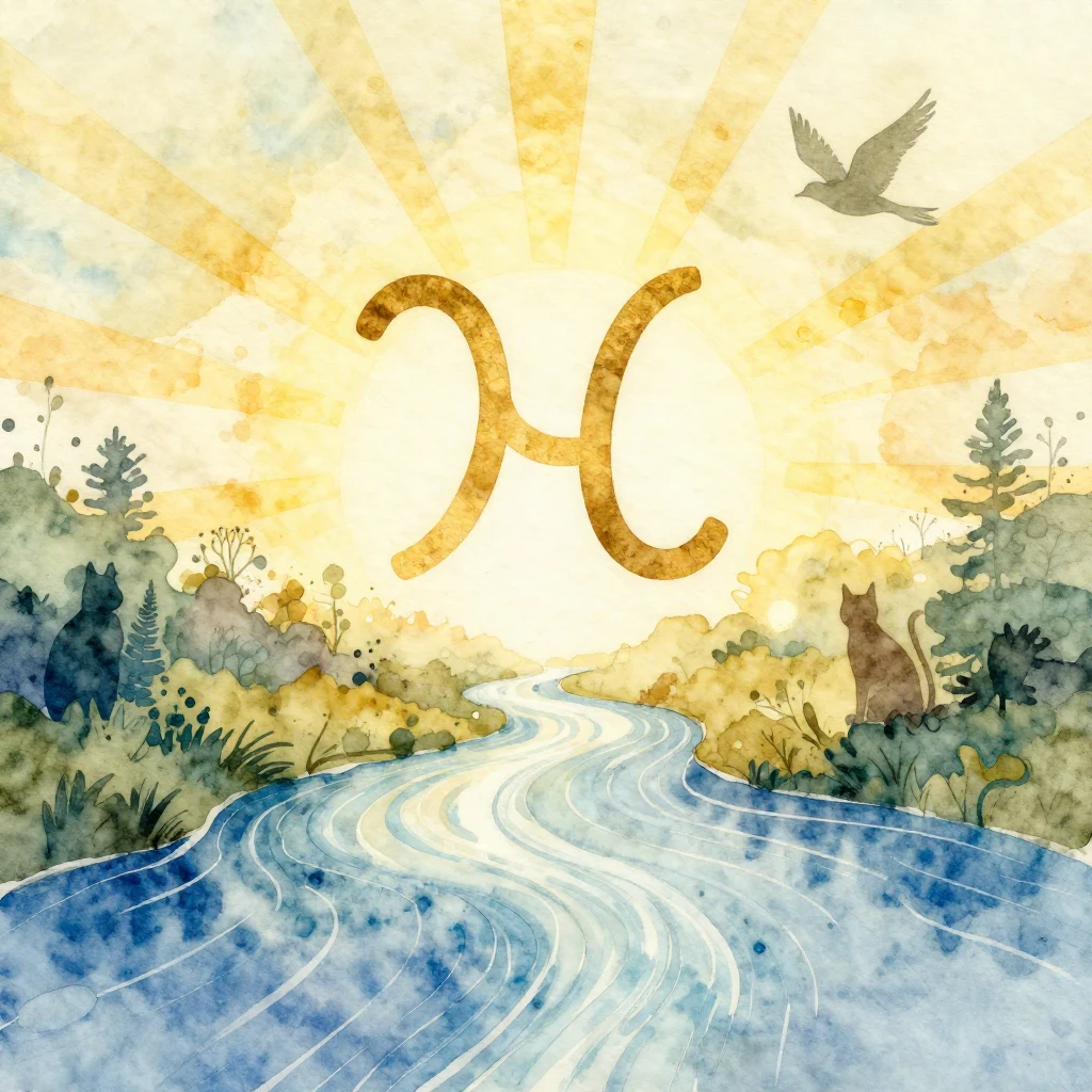 A vibrant watercolor style image featuring an abstract river...