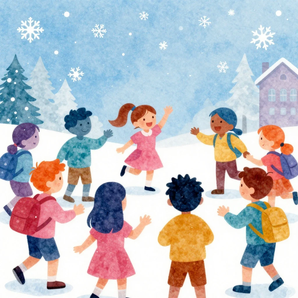 A vibrant watercolor and pop art illustration of a joyful sc...