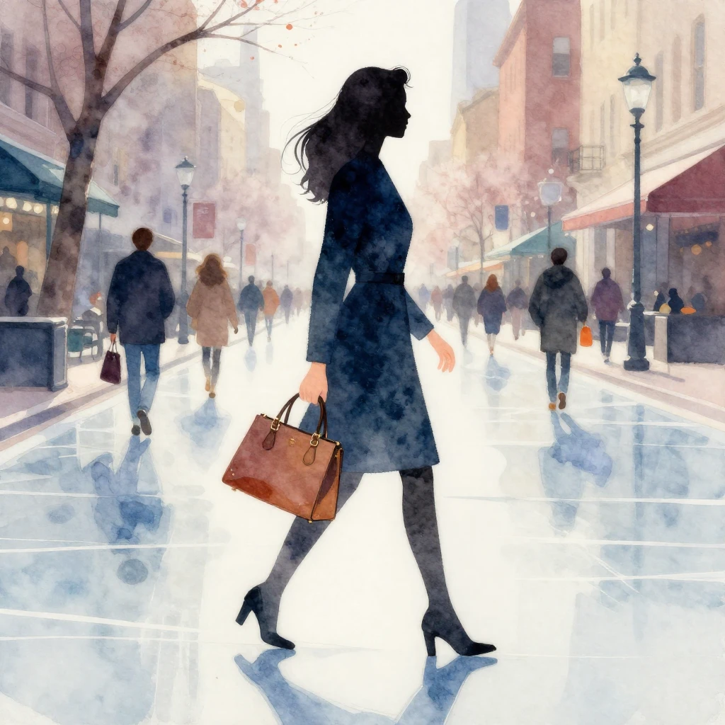 A vibrant watercolor painting of a woman's silhouette, holdi...