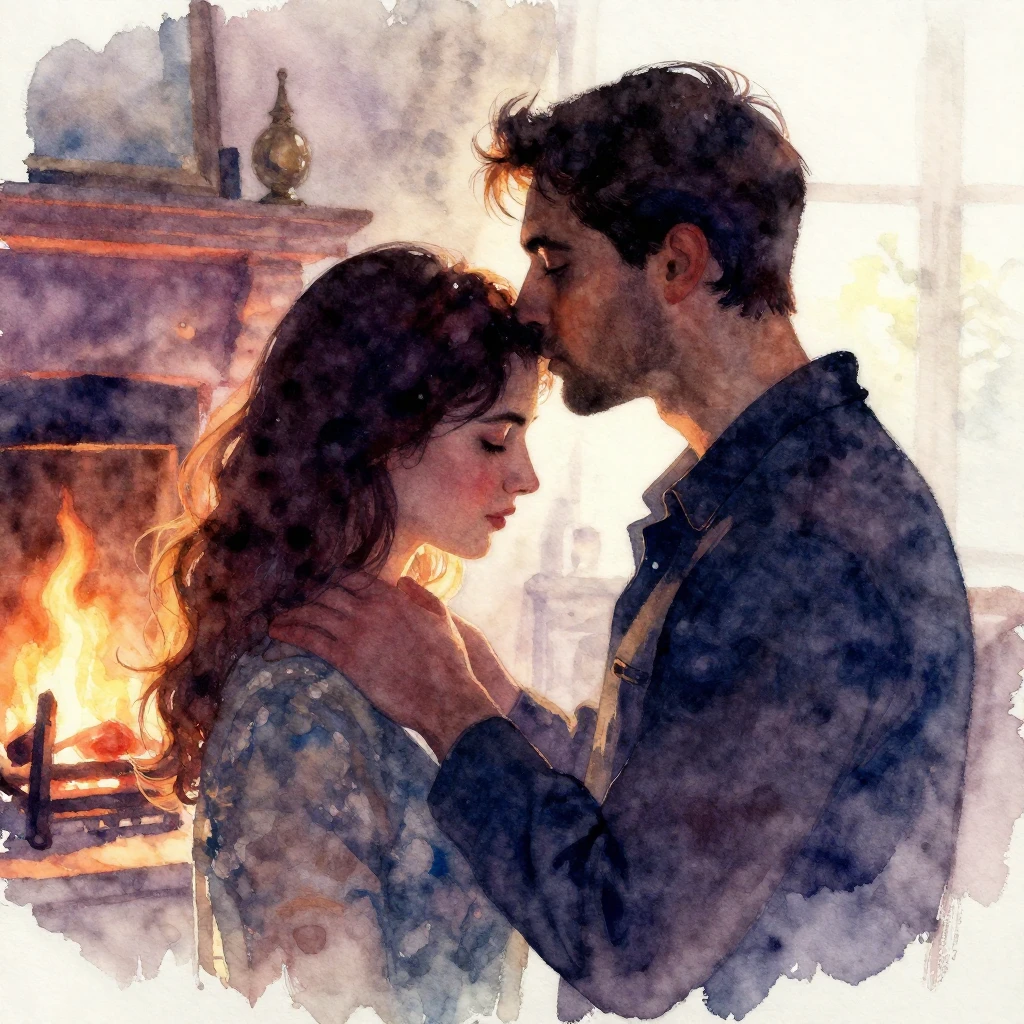 A vibrant watercolor painting of a silhouette of a man gentl...