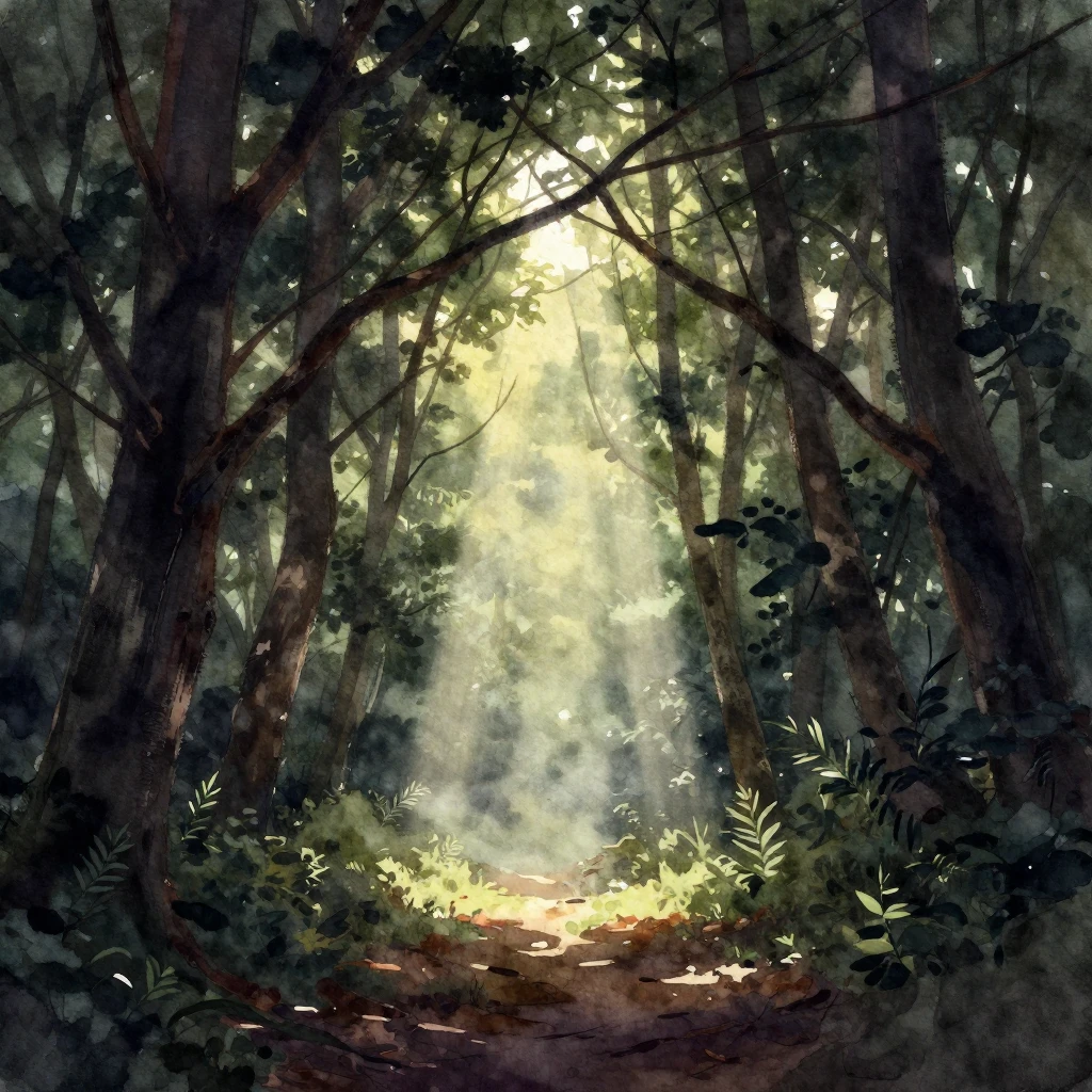 A bright ray of sunlight breaking through a dark, gloomy can...