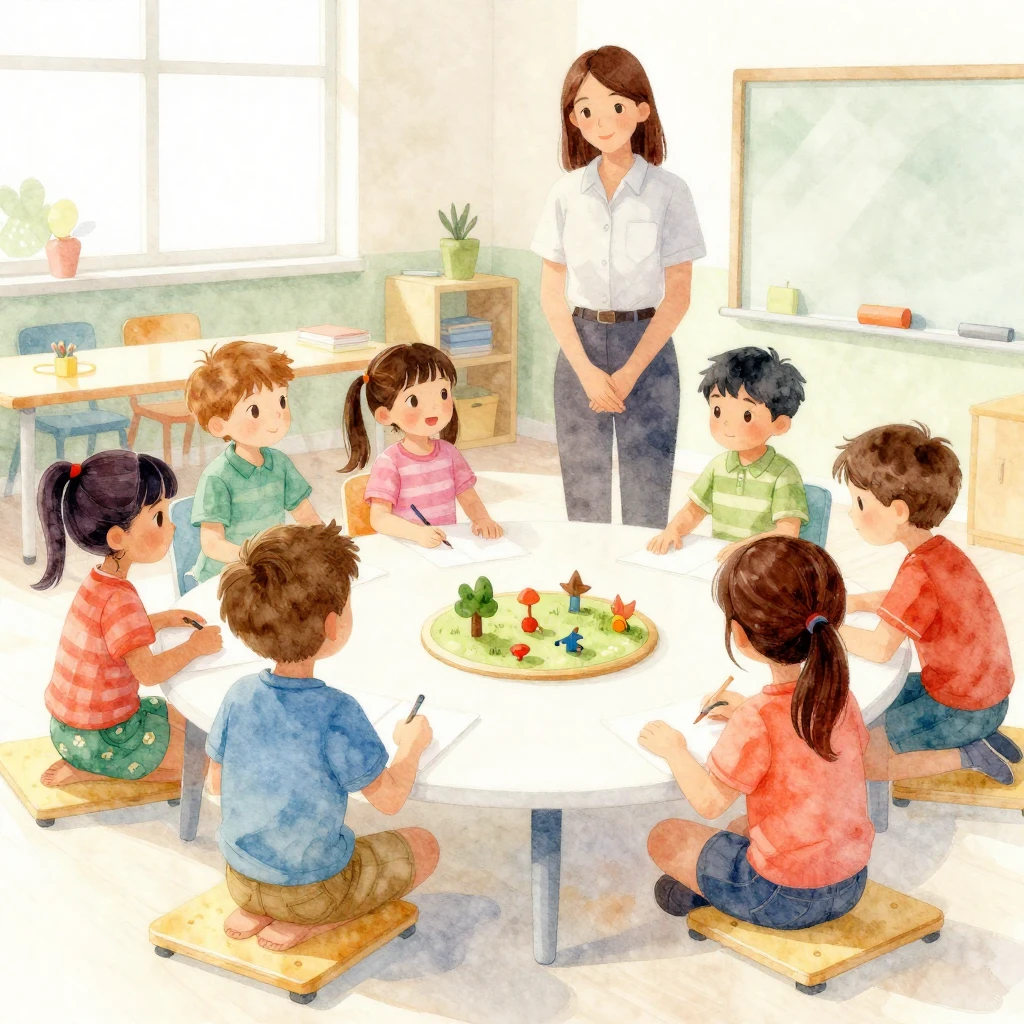 A diverse group of young children engaged in playful learnin...