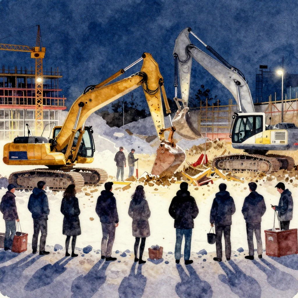 A vibrant watercolor painting showing a group of people silh...