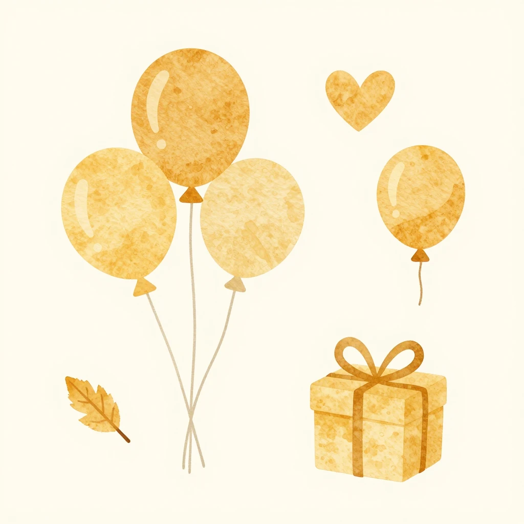 Watercolor style minimalist flat illustration of autumn gold...