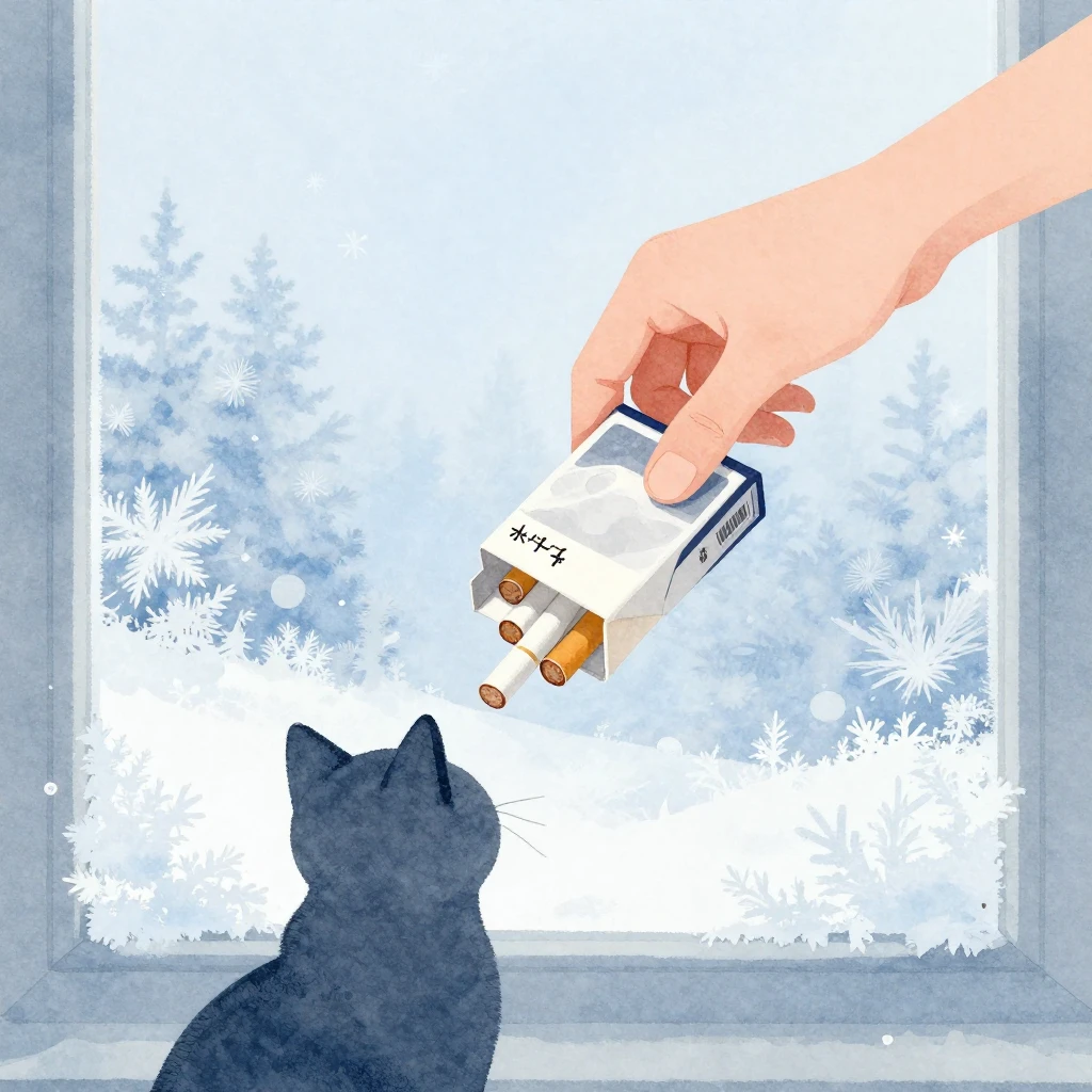 A minimalist watercolor illustration depicting a hand gently...