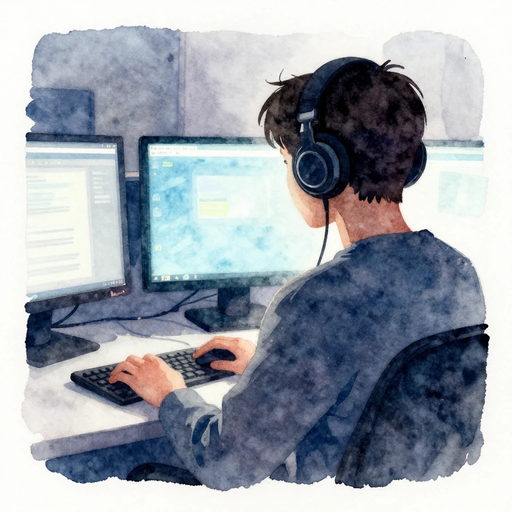 A watercolor painting of a young person's silhouette with he...