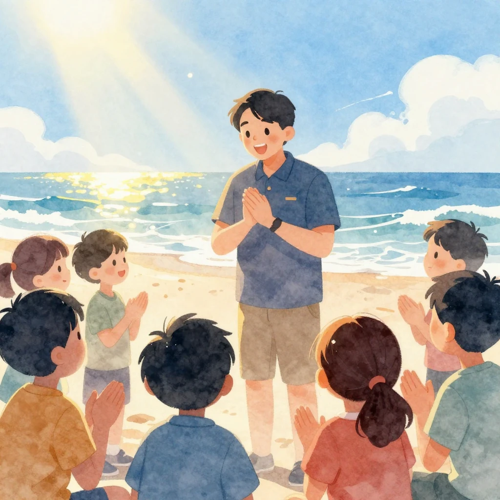 A vibrant watercolor illustration showing a scene of appreci...