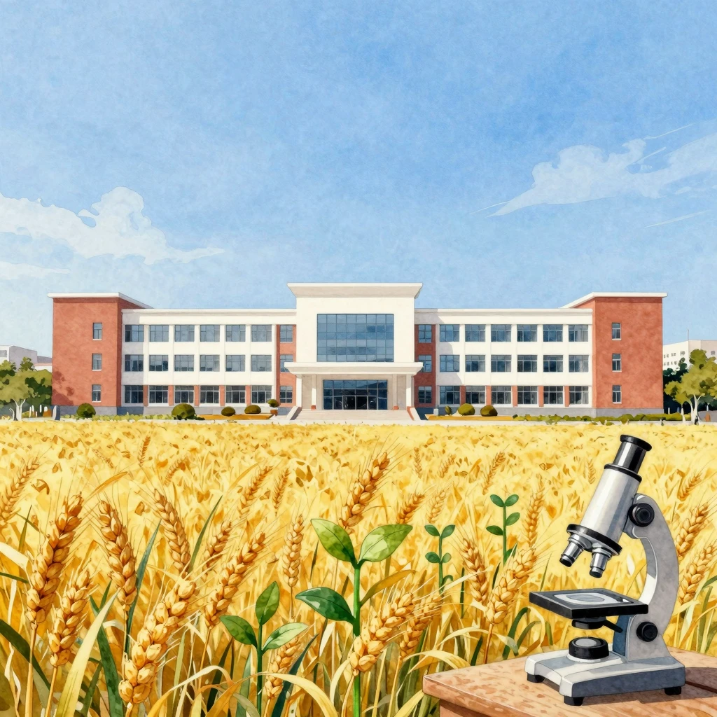 A vibrant watercolor painting depicting a modern school buil...