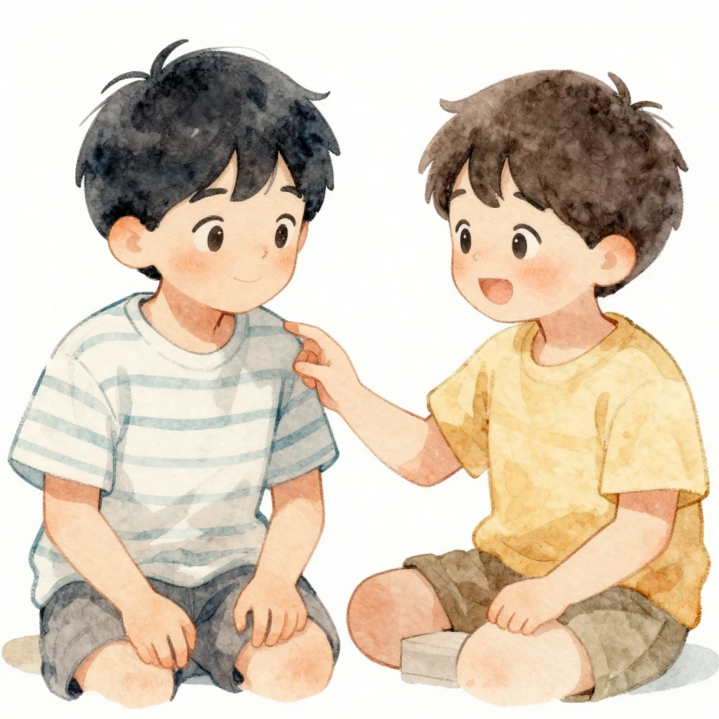 An illustration depicting a warm, supportive interaction bet...