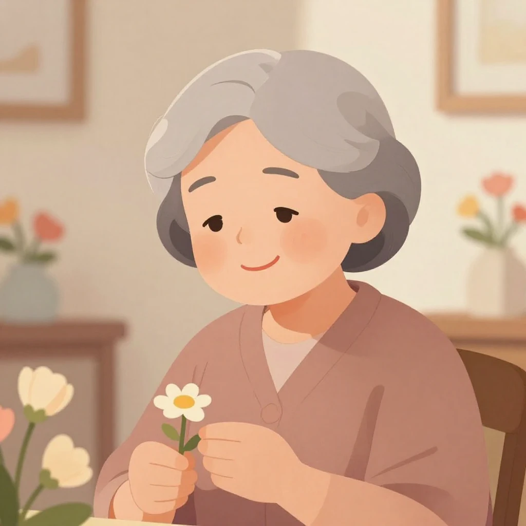 An artistic depiction of a grandmother figure, perhaps with ...