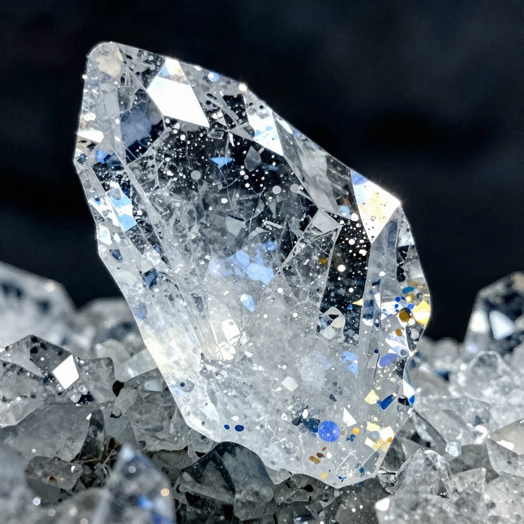 A close-up, highly detailed ice shard, sharp and crystalline...