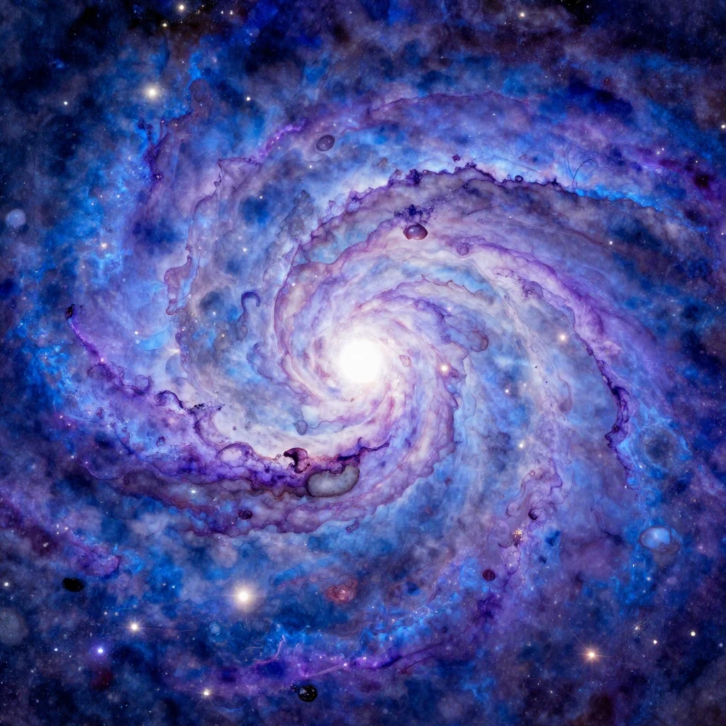 Close-up of swirling blue and violet galaxies and vibrant ne...