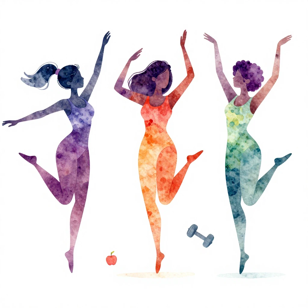 A vibrant watercolor illustration of three stylized, slender...