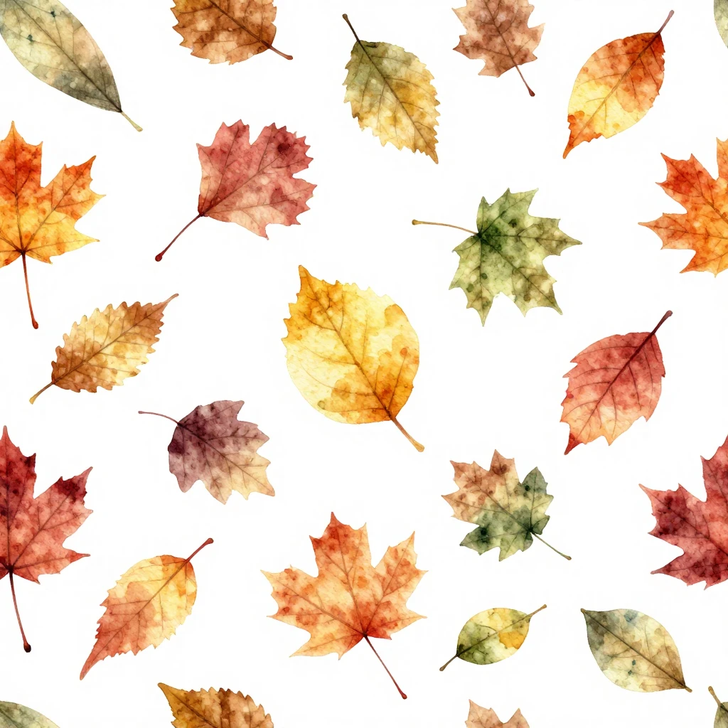 A dynamic yet serene composition of autumn leaves in various...