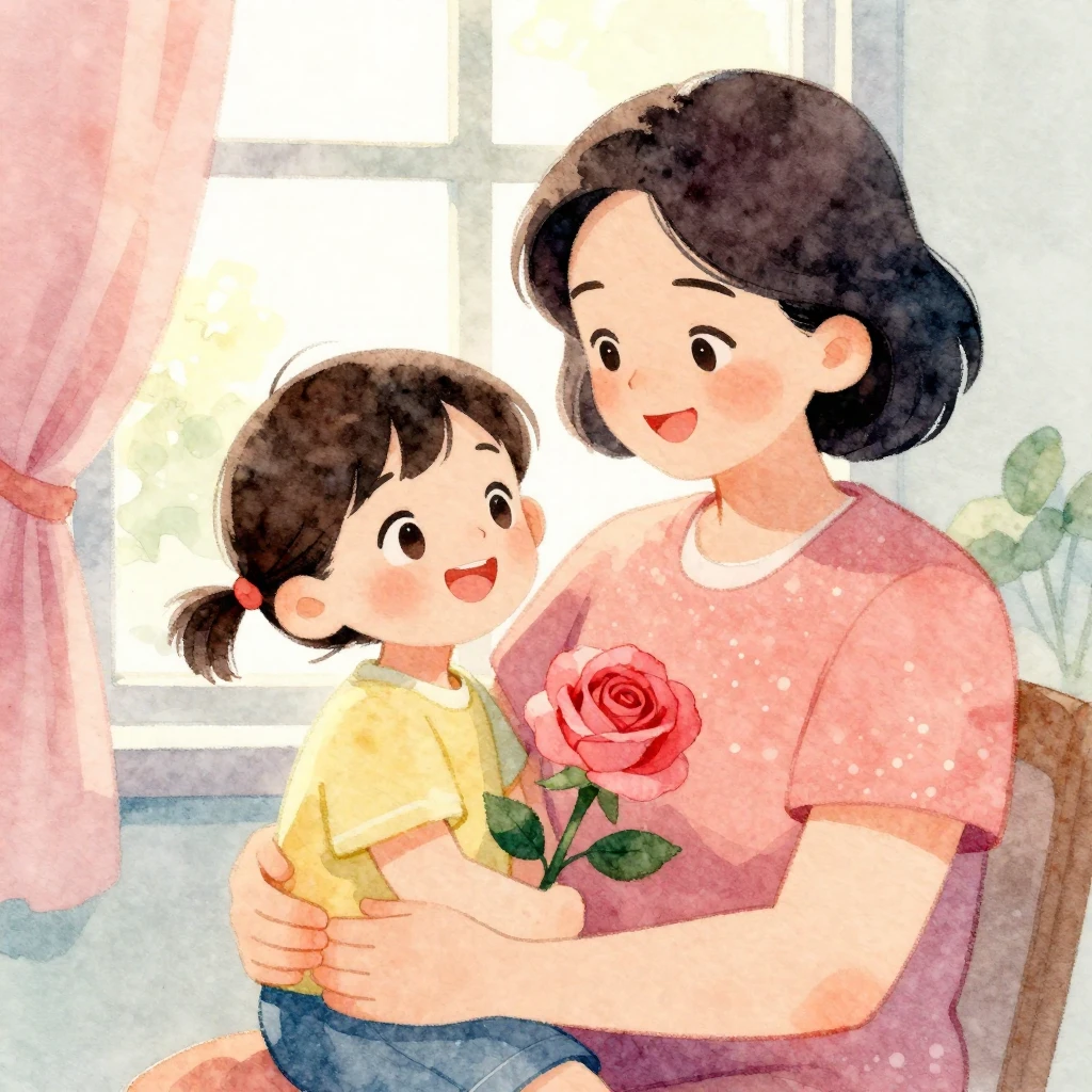 Vibrant watercolor illustration for an aunt, focusing on the...