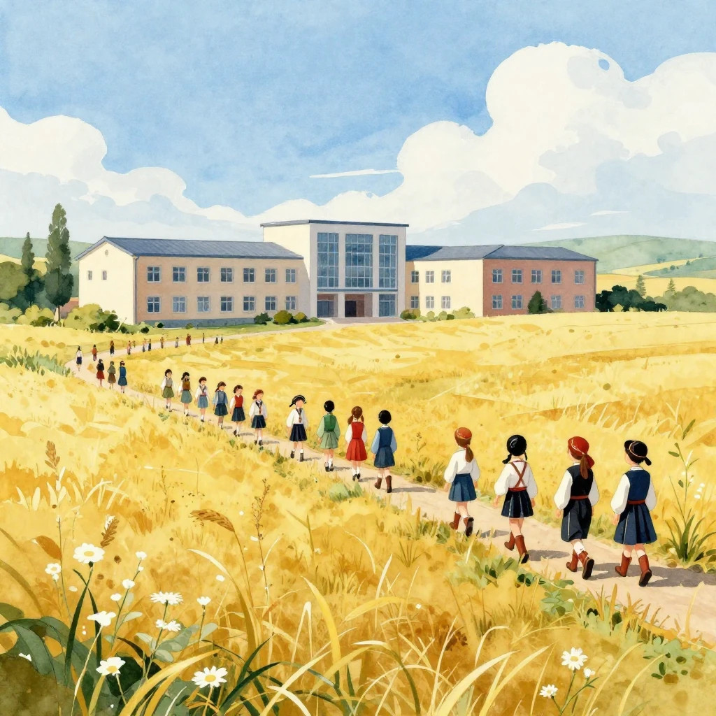 A vibrant watercolor illustration of a sunny Kuban landscape...