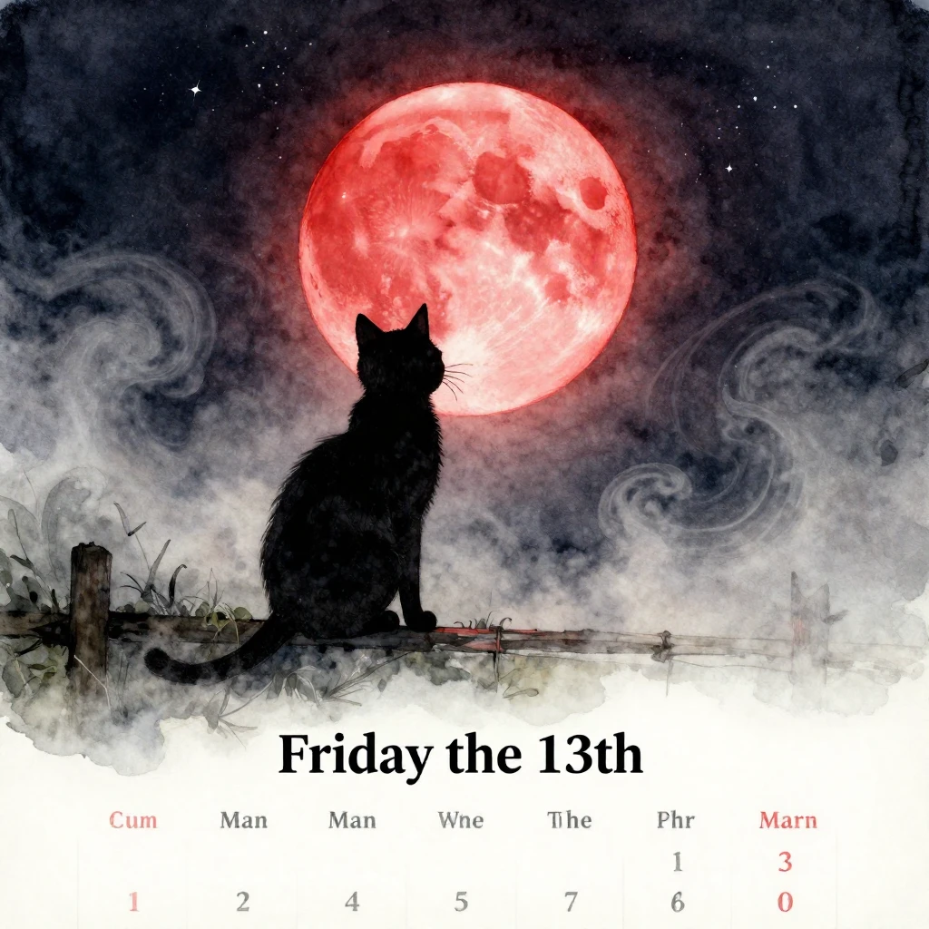 A vintage calendar page prominently displaying "Friday the 1...