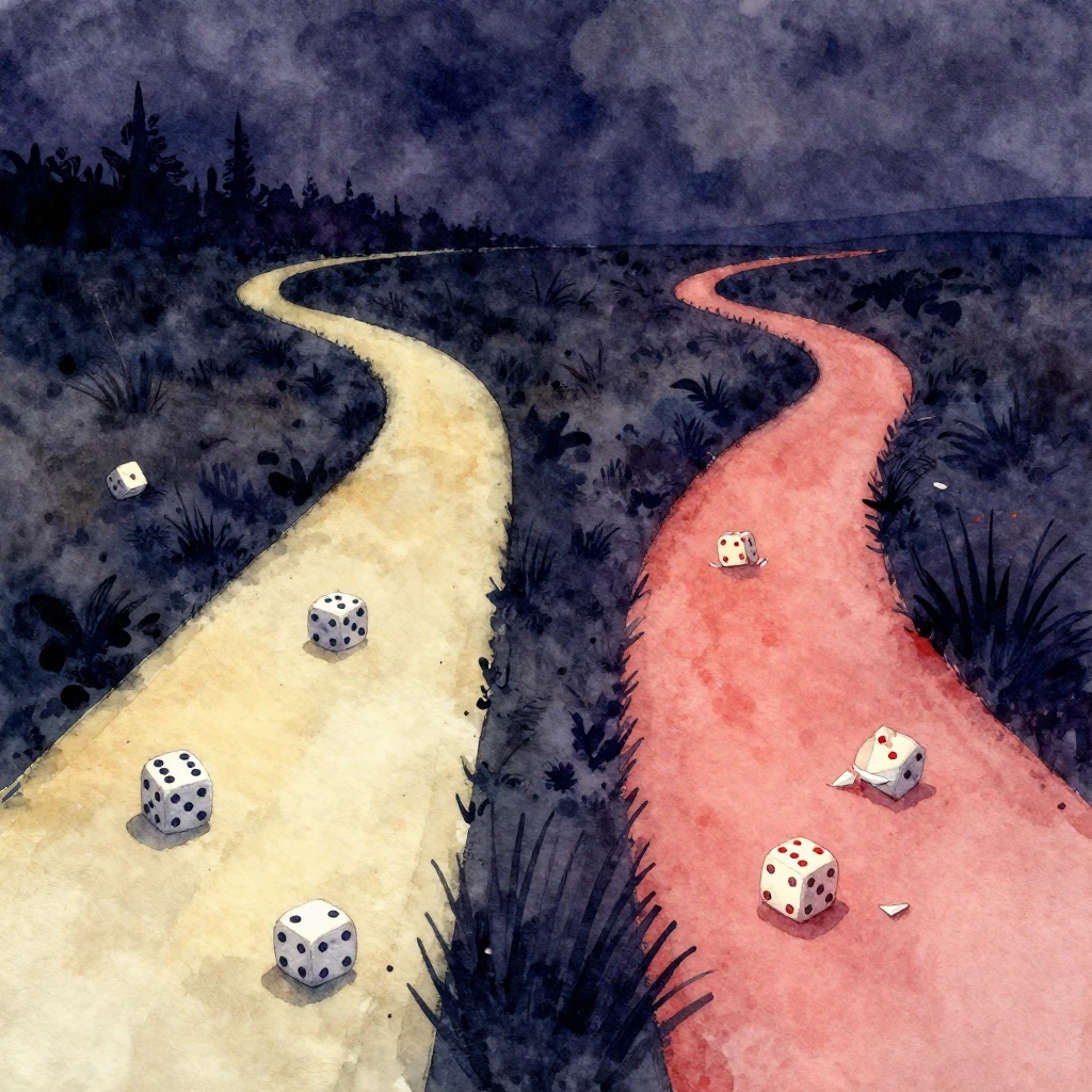 A vibrant watercolor style image showing two distinct paths ...