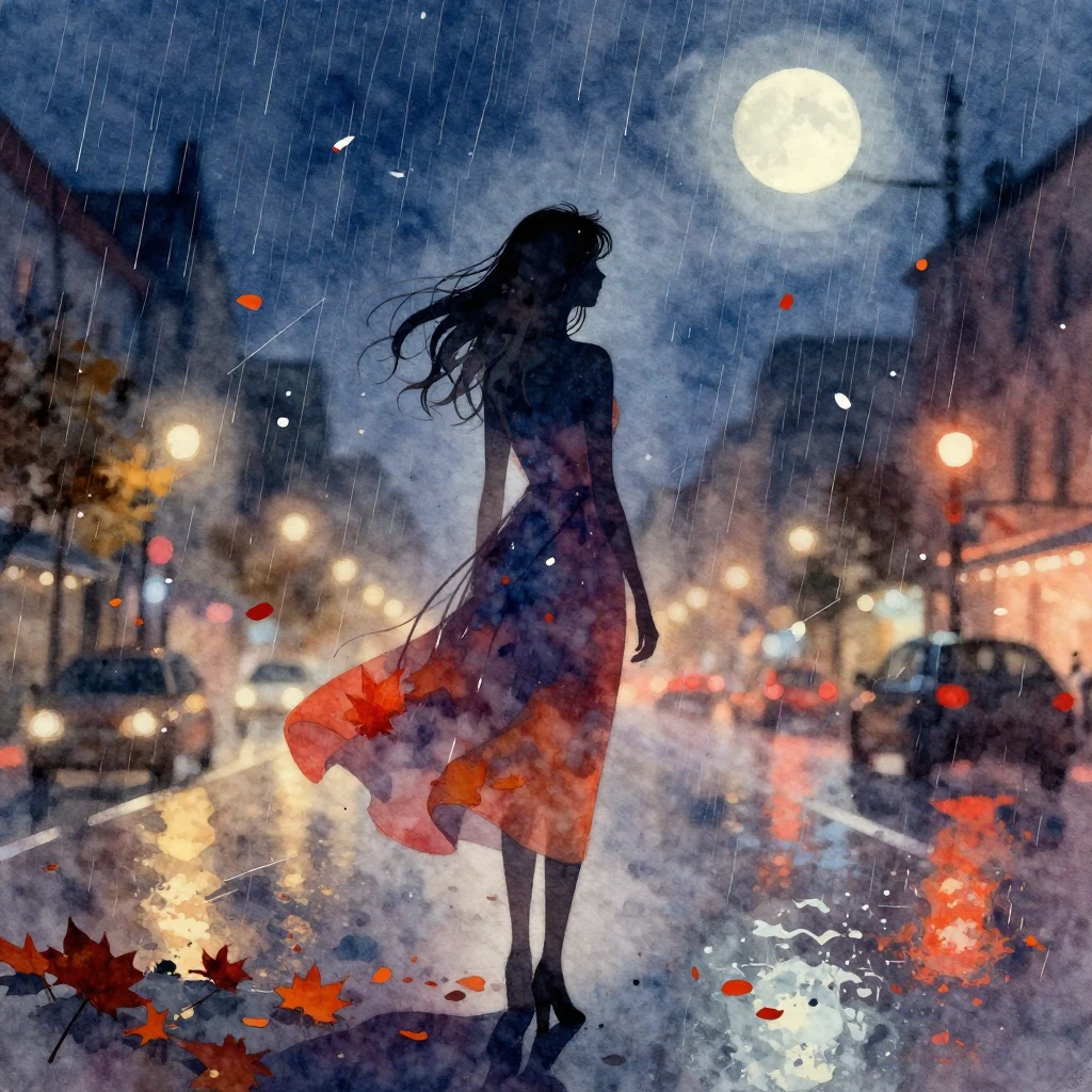 A vibrant watercolor illustration of a woman's silhouette in...