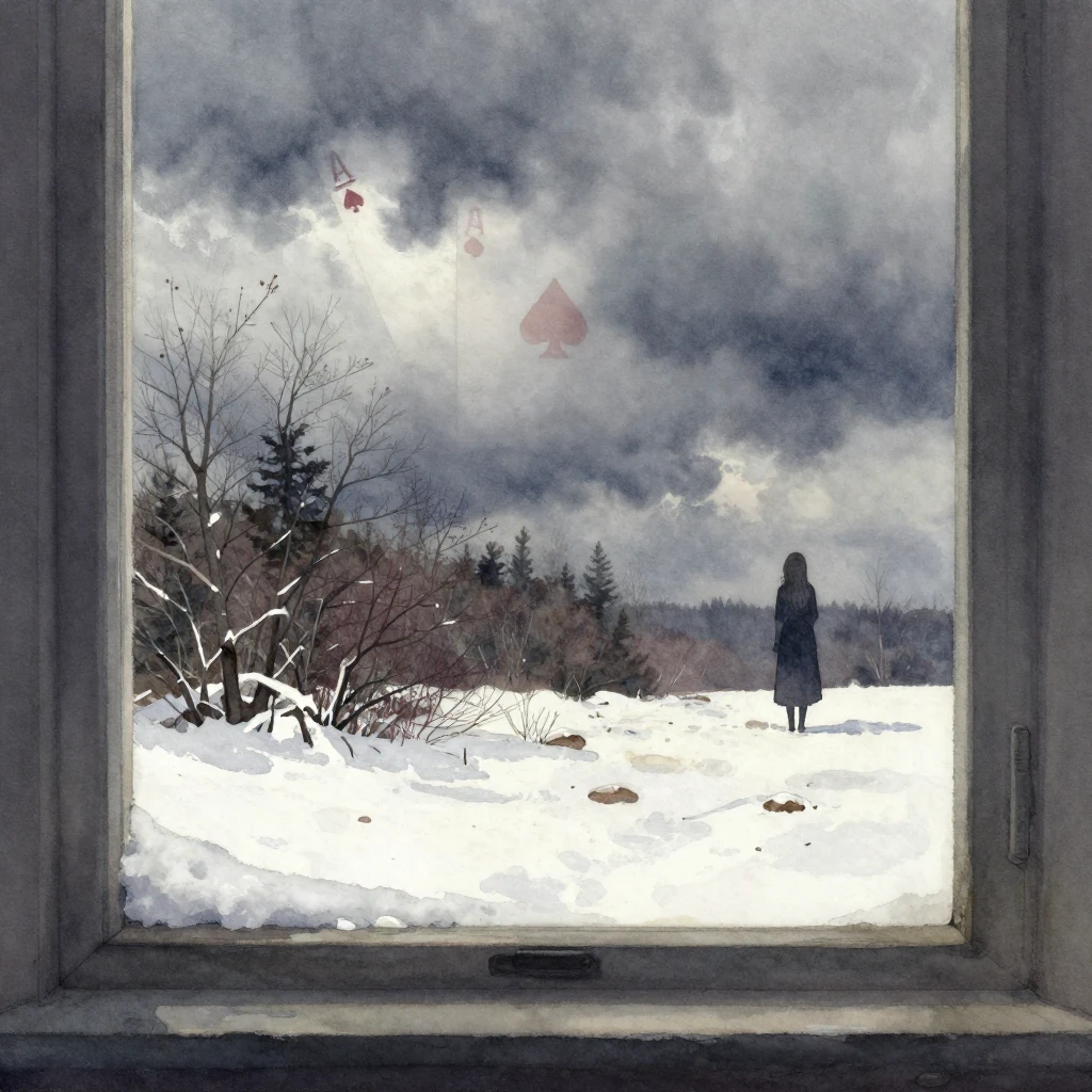 A melancholic spring landscape with a thin patch of melted s...