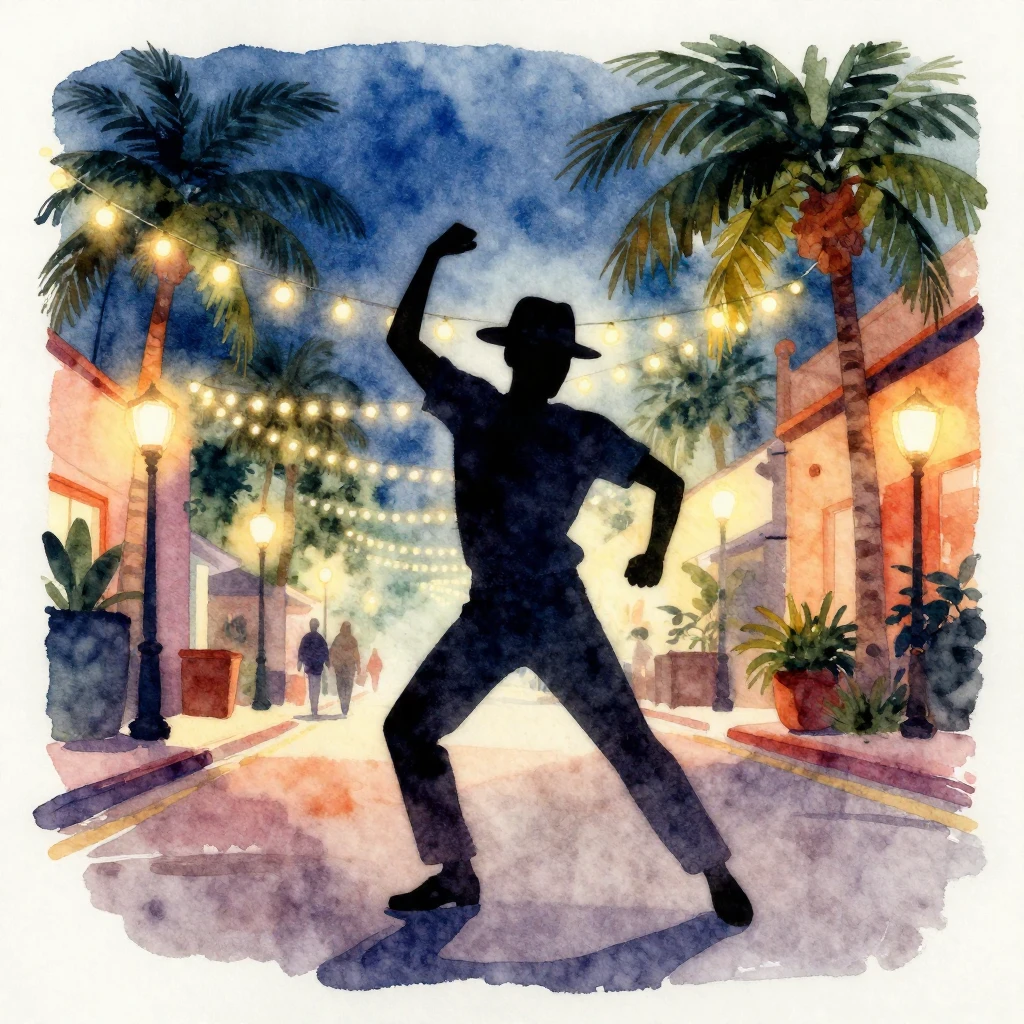Watercolor painting of a silhouette of a man dancing with a ...