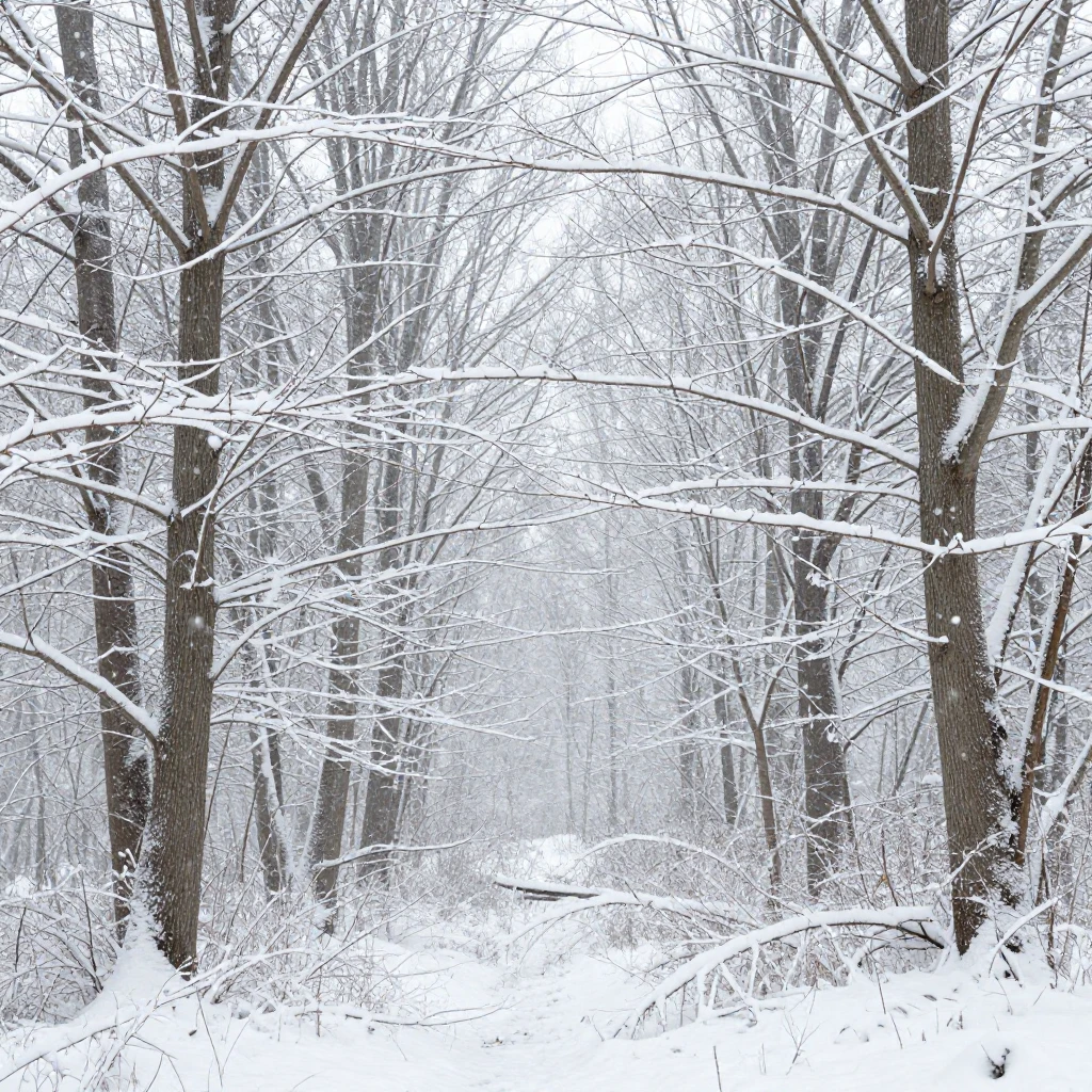 A serene forest scene with a light dusting of the first snow...