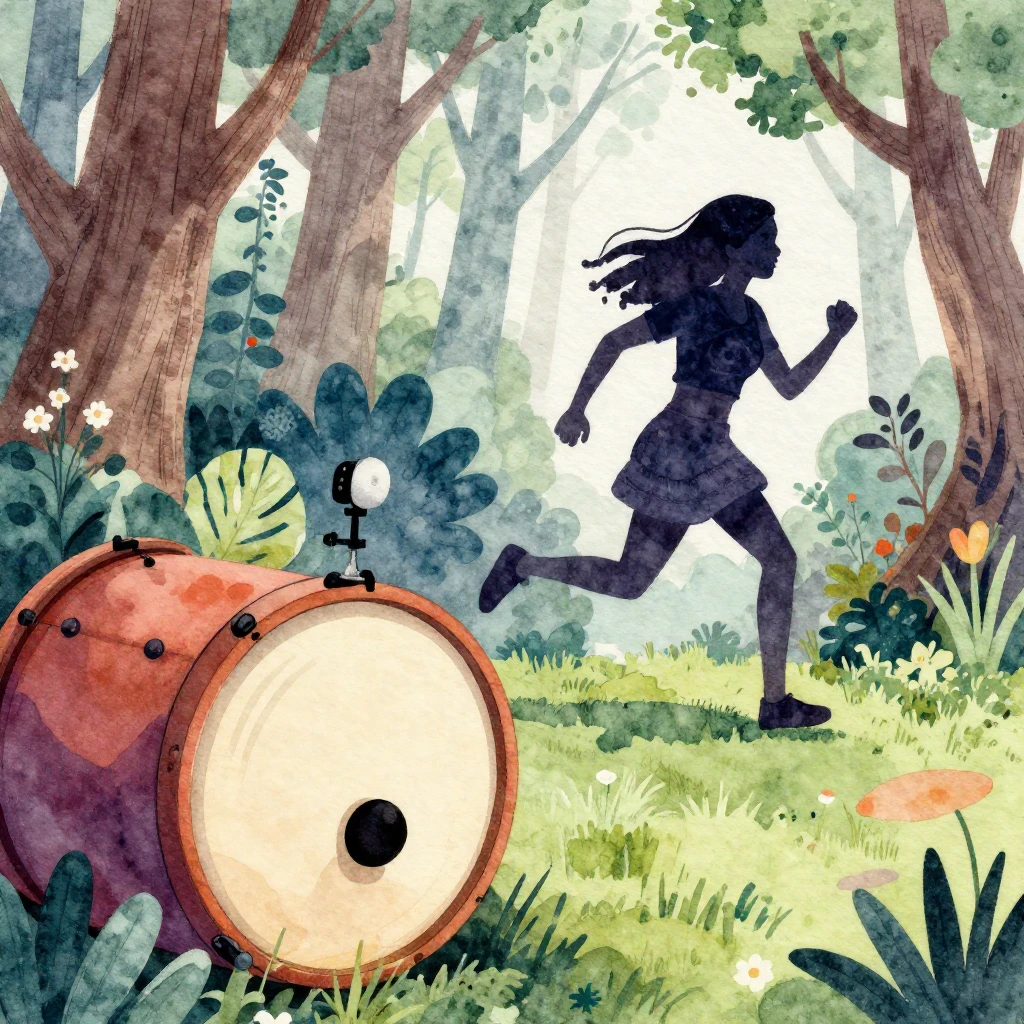 A vibrant watercolor illustration that merges folk and hip-h...