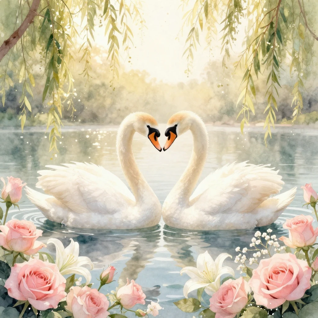 A soft and romantic watercolor illustration symbolizing eter...