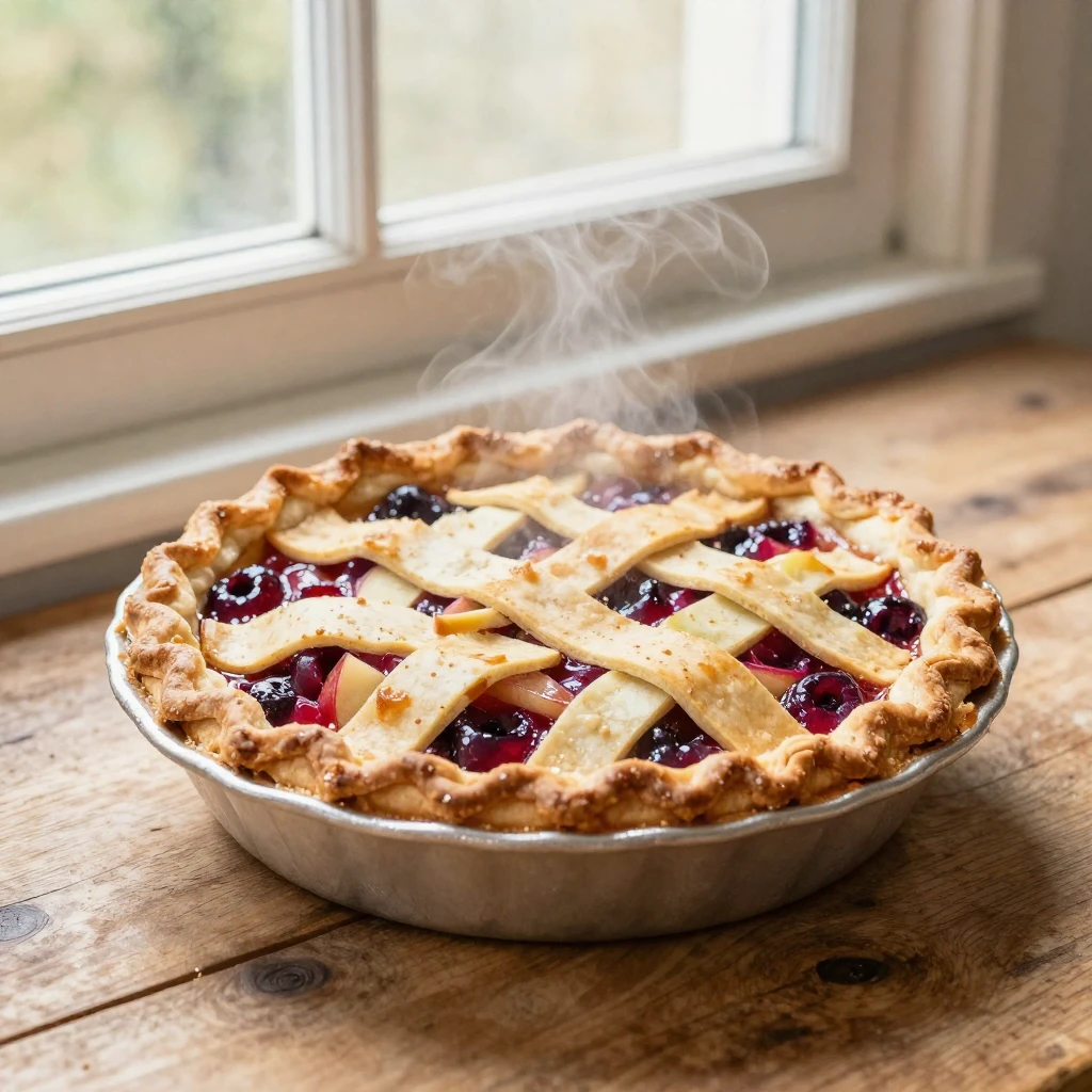 A beautifully crafted homemade pie, perhaps an apple or berr...