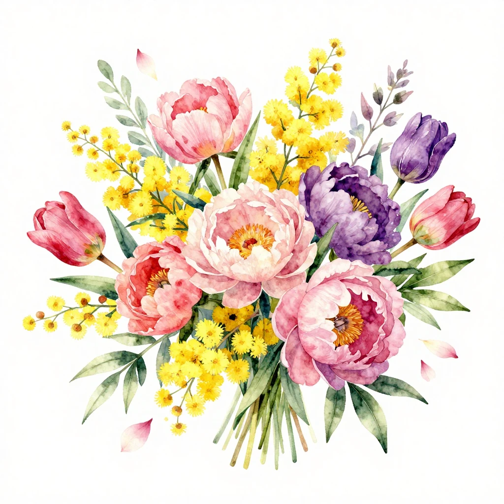 A vibrant and artistic watercolor painting featuring a lush ...