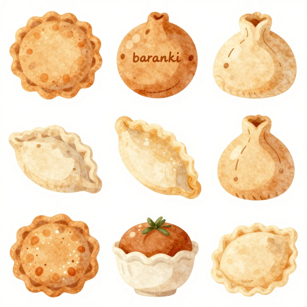 A stylized, abstract composition of traditional Russian bake...