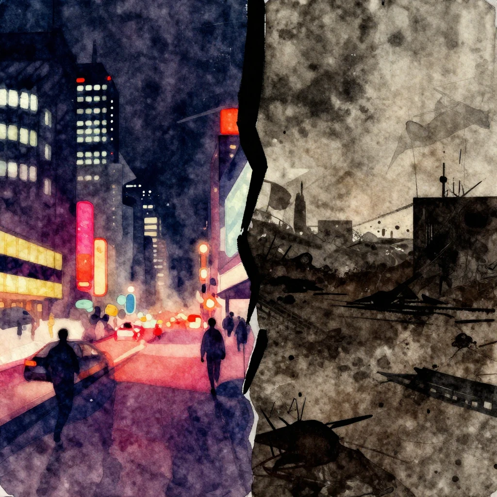 Vibrant watercolor style hip-hop album cover art, stark cont...