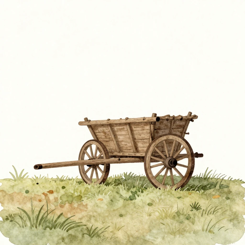 A minimalist folk art watercolor painting of a traditional w...